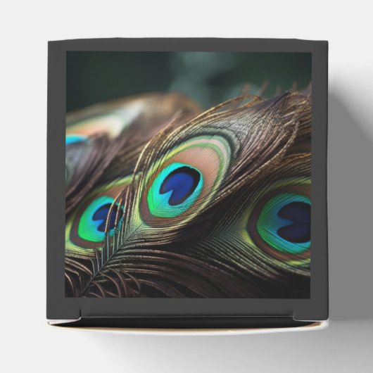 Samenstelling van heldere pauwenveren bedankdoosjes (Bovenkant)