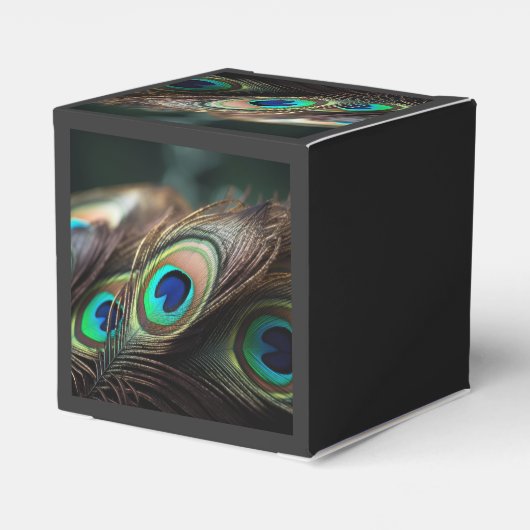 Samenstelling van heldere pauwenveren bedankdoosjes (Achterkant)