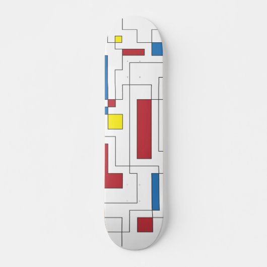 Samenstelling van rood, geel en blauw persoonlijk skateboard (Voorkant)