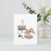 Samenstelling van waterverf baby speelgoed en tedd briefkaart (Staand voorkant)