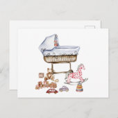 Samenstelling van waterverf baby speelgoed en tedd briefkaart (Voorkant / Achterkant)