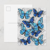 Samenstelling van witte en blauwe vlinders aankondigingskaart (Voorkant / Achterkant)