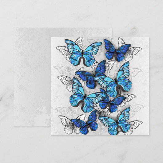 Samenstelling van witte en blauwe vlinders advieskaart (Voorkant / Achterkant)