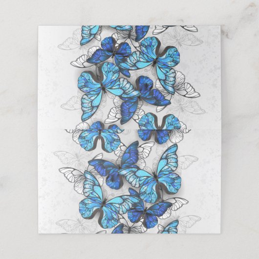 Samenstelling van witte en blauwe vlinders afsprakenkaart (Buitenkant ongevouwen)
