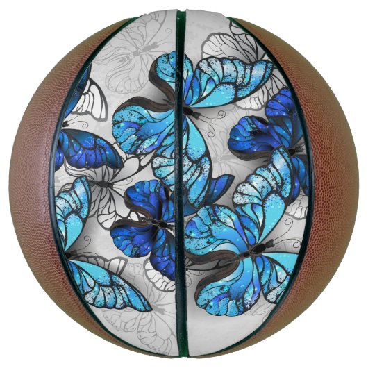 Samenstelling van witte en blauwe vlinders basketbal (Verticaal)