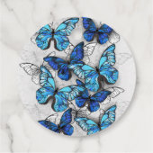 Samenstelling van witte en blauwe vlinders bedankjes labels (Achterkant)