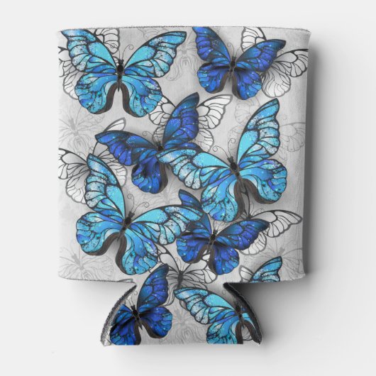 Samenstelling van witte en blauwe vlinders blikjeskoeler (Voorkant)