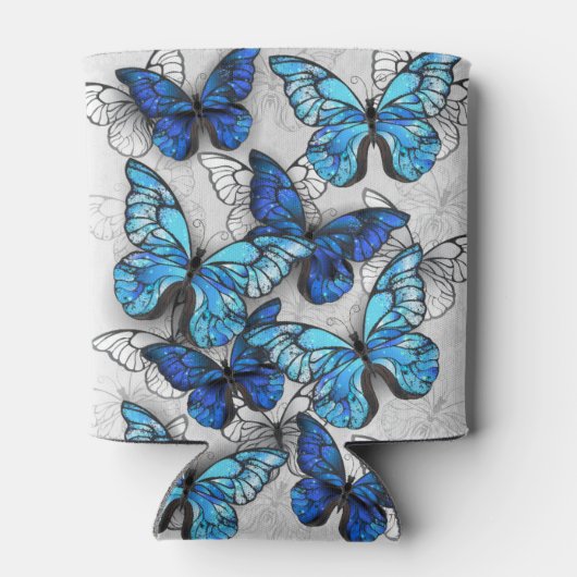 Samenstelling van witte en blauwe vlinders blikjeskoeler (Achterkant)