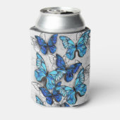 Samenstelling van witte en blauwe vlinders blikjeskoeler (Blikje Achterkant)