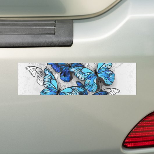 Samenstelling van witte en blauwe vlinders bumpersticker (Op auto)