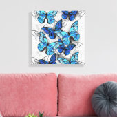 Samenstelling van witte en blauwe vlinders canvas afdruk (Insitu (Woonkamer))
