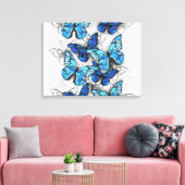 Samenstelling van witte en blauwe vlinders canvas afdruk (Insitu (Woonkamer))