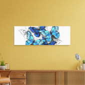 Samenstelling van witte en blauwe vlinders canvas afdruk (Insitu (Woonkamer))