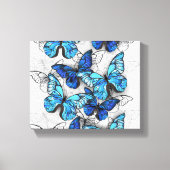 Samenstelling van witte en blauwe vlinders canvas afdruk (Voorkant)