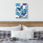 Samenstelling van witte en blauwe vlinders canvas afdruk (Insitu (Slaapkamer))