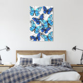 Samenstelling van witte en blauwe vlinders canvas afdruk (Insitu (Slaapkamer))