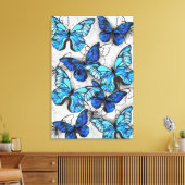 Samenstelling van witte en blauwe vlinders canvas afdruk (Insitu (Woonkamer))