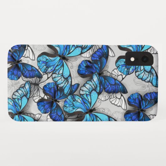 Samenstelling van witte en blauwe vlinders Case-Mate iPhone case (Achterkant (horizontaal))