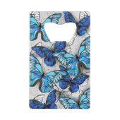 Samenstelling van witte en blauwe vlinders creditkaart flessenopener (Voorkant)