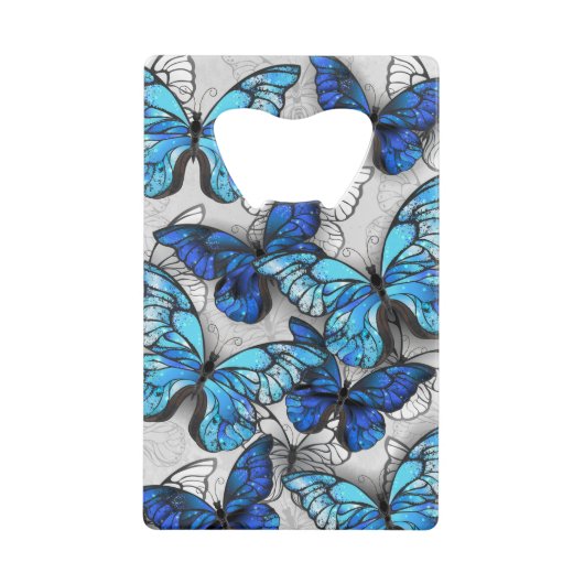 Samenstelling van witte en blauwe vlinders creditkaart flessenopener (Voorkant)
