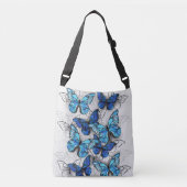 Samenstelling van witte en blauwe vlinders crossbody tas (Voorkant)