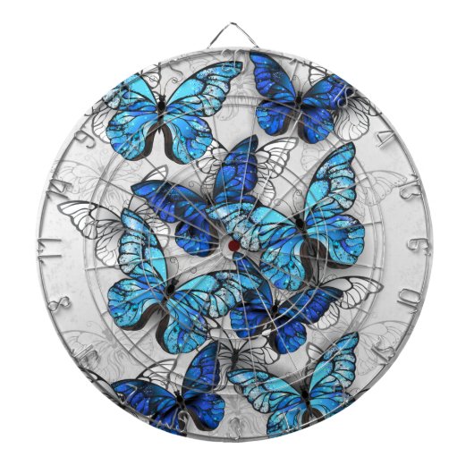 Samenstelling van witte en blauwe vlinders dartbord (Voorkant)