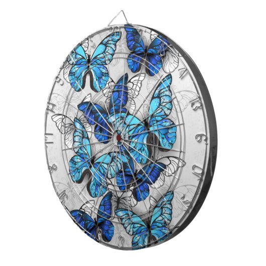 Samenstelling van witte en blauwe vlinders dartbord (Voorkant Rechts)