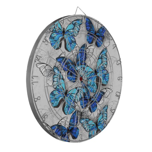 Samenstelling van witte en blauwe vlinders dartbord (Voorkant Links)