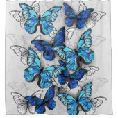 Samenstelling van witte en blauwe vlinders douchegordijn (Voorkant)