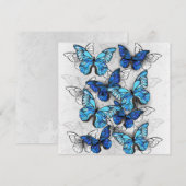 Samenstelling van witte en blauwe vlinders feestdagenkaart (Voorkant / Achterkant)