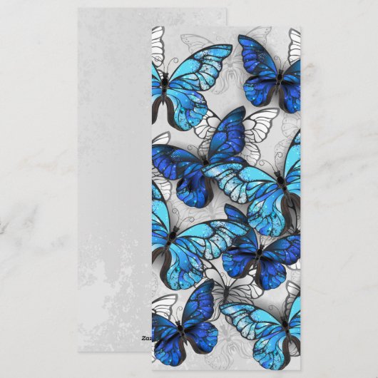 Samenstelling van witte en blauwe vlinders feestdagenkaart (Voorkant / Achterkant)