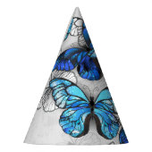 Samenstelling van witte en blauwe vlinders feesthoedjes (Links)
