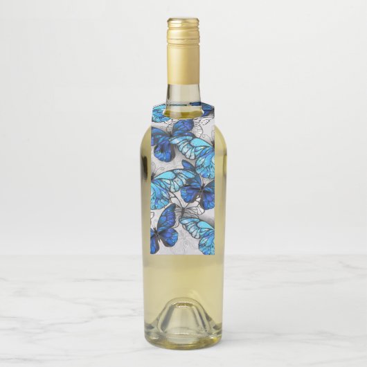 Samenstelling van witte en blauwe vlinders flessenhanger (Op fles)