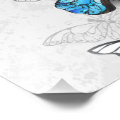 Samenstelling van witte en blauwe vlinders foto afdruk (Hoek)