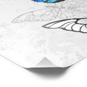 Samenstelling van witte en blauwe vlinders foto afdruk (Hoek)