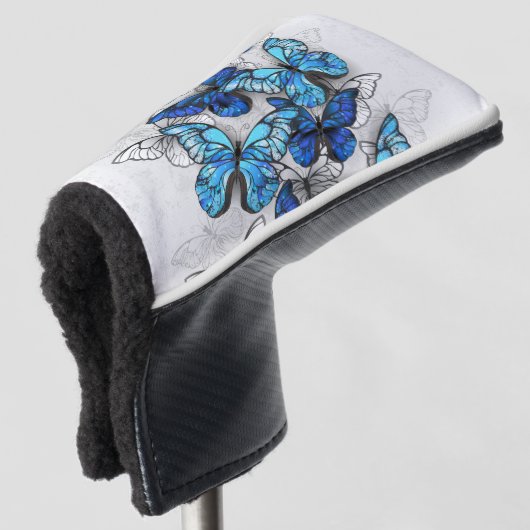 Samenstelling van witte en blauwe vlinders golfheadcover (3/4 voorkant)