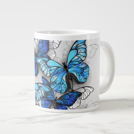 Samenstelling van witte en blauwe vlinders grote koffiekop (Voorkant rechts)