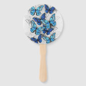 Samenstelling van witte en blauwe vlinders handwaaier (Achterkant)