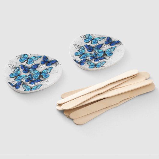 Samenstelling van witte en blauwe vlinders handwaaier (Niet-gemonteerd)