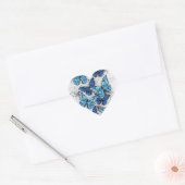 Samenstelling van witte en blauwe vlinders hart sticker (Envelop)