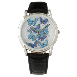 Samenstelling van witte en blauwe vlinders horloge