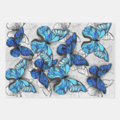 Samenstelling van witte en blauwe vlinders inpakpapier vel (Voorkant 3)