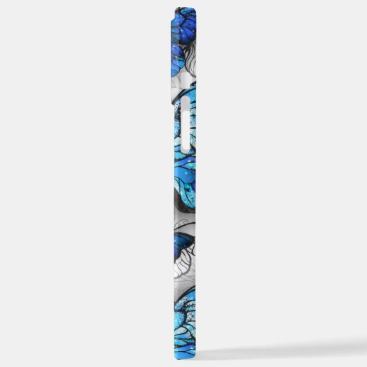 Samenstelling van witte en blauwe vlinders iPhone hoesje (Linkerkant)