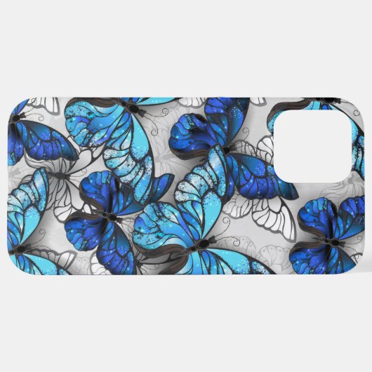 Samenstelling van witte en blauwe vlinders iPhone hoesje (Achterkant horizontaal)