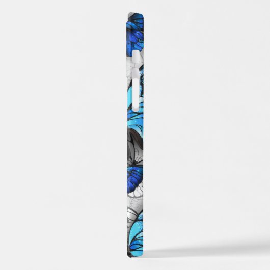 Samenstelling van witte en blauwe vlinders iPhone hoesje (Linkerkant)