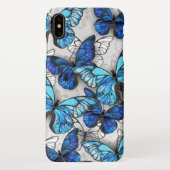 Samenstelling van witte en blauwe vlinders iPhone hoesje (Achterkant)