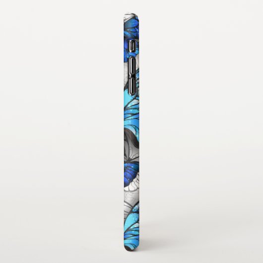 Samenstelling van witte en blauwe vlinders iPhone hoesje (Linkerkant)