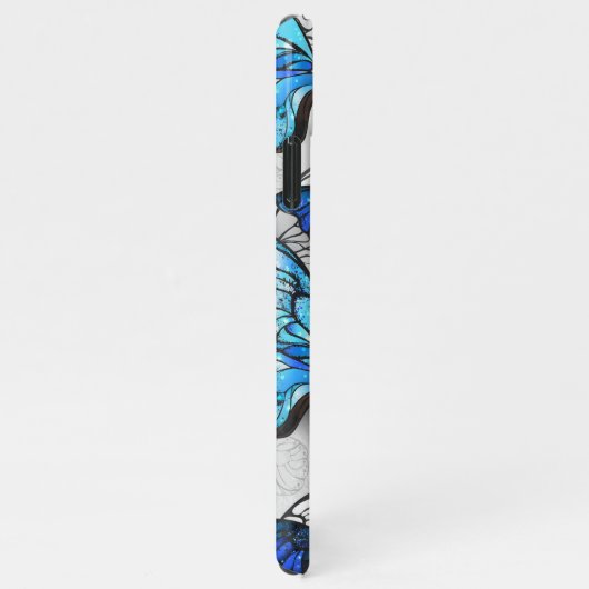 Samenstelling van witte en blauwe vlinders iPhone hoesje (Rechterkant)