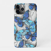Samenstelling van witte en blauwe vlinders iPhone hoesje (Achterkant)