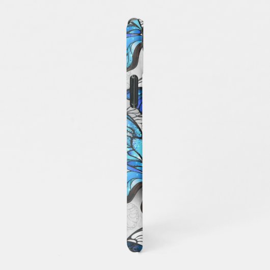 Samenstelling van witte en blauwe vlinders iPhone hoesje (Rechterkant)